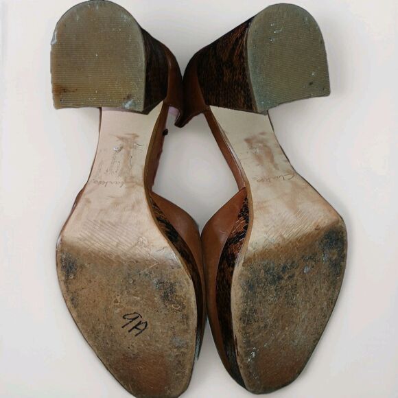 Clarks Mary Janes clogs Brown Leather Platform Straps Snakeskin Block Heel 9 M - Picture 16 of 16